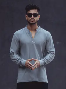 Maniac Mandarin Collar Cotton Slim Fit T-shirt