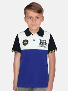 Allen Solly Junior Boys Colourblocked Polo Collar Pure Cotton T-shirt