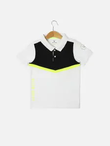 Allen Solly Junior Boys Colourblocked Polo Collar Pure Cotton T-shirt