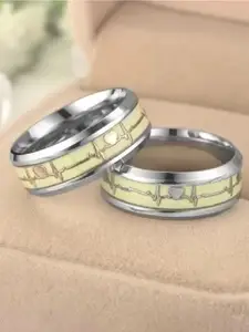 VIEN Silver-Plated Stainless Steel Textured Finger Ring