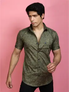 INDIAN THREADS India Slim Fit Floral Printed Cotton Formal Shirt