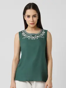 Van Heusen Woman Floral Embroidered Sleeveless A-Line Top