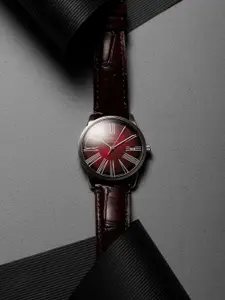 ZEPPELIN Women Red Dial & Red Leather Straps Analogue Watch 83455