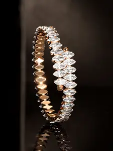 Rubans Gold-Plated Crystals Studded Bangle-Style Bracelet