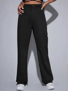 BROADSTAR Women Smart Wide Leg High-Rise Clean Look Stretchable Jeans