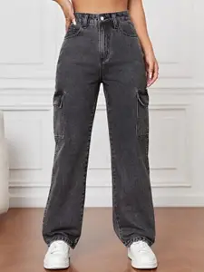 BROADSTAR Women Smart Wide Leg High-Rise Clean Look Light Fade Stretchable Jeans