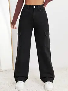 BROADSTAR Women Smart Wide Leg High-Rise Clean Look Stretchable Jeans