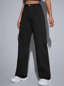 BROADSTAR Women Smart Wide Leg High-Rise Clean Look Stretchable Jeans