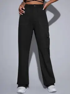 Next One Women Smart Wide Leg High-Rise Clean Look Stretchable Cargo Jeans