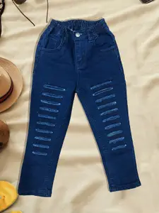 A-Okay Girls Slim Fit High Rise Low Distress Cotton Jeans