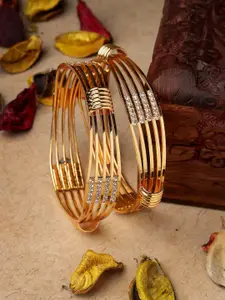 Sanjog Set Of 2 Gold-Plated Stones-Studded Bangles