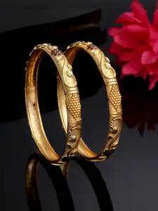 Sanjog Set Of 2 Gold-Plated Enamelled  Bangles