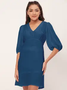 Moomaya Puff Sleeve A-Line Dress
