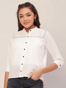 Moomaya Mandarin Collar Classic Cotton Casual Shirt