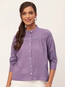 Moomaya Mandarin Collar Classic Cotton Casual Shirt
