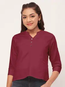 Moomaya Mandarin Collar Shirt Style Top