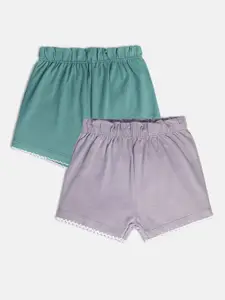 MINI KLUB Boys Pack Of 2 Regular Fit Mid-Rise Pure Cotton Shorts