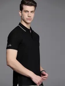 Louis Philippe Sport Solid Polo Collar Pure Cotton Slim Fit T-shirt