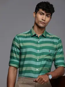 Louis Philippe Sport Pure Cotton Slim Fit Striped Semiformal Shirt