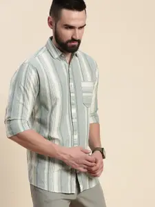 DILLINGER Vertical Striped Spread Collar Pure Cotton Casual Shirt