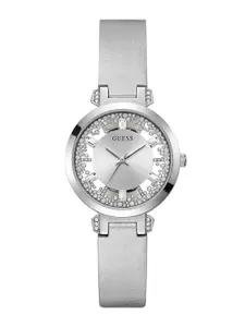 GUESS Women Embellished Dial & Leather Straps Analogue Watch GW0535L3