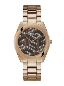 GUESS Women Printed Dial & Stainless Steel Bracelet Style Straps Analogue Watch GW0607L3