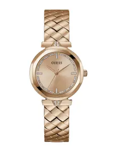 GUESS Women Embellished Dial & Stainless Steel Straps Analogue Watch GW0613L3
