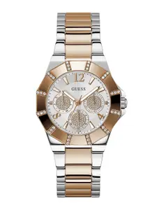 GUESS Women Textured Dial & Stainless Steel Straps Analogue Watch GW0616L3