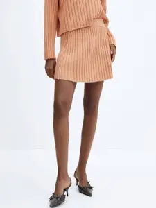MANGO Ribbed Flared Mini Skirt