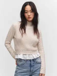 MANGO Cable Knit Ribbed Pullover