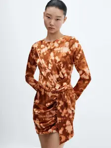 MANGO Tie and Dye Crossover Design Wrap Mini Dress