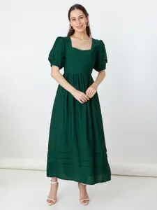 Zink London Square Neck Puff Sleeve Tiered Smocked Maxi Dress