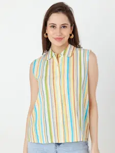 Zink London Striped Pure Cotton Shirt Style Top