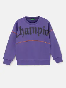 United Colors of Benetton Boys Typographic Printed Pullover Sweatshirt