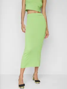 MANGO Knitted Straight Midi Skirt
