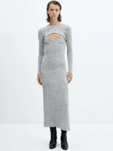 MANGO Knitted Maxi Dress with Attached Bolero Set