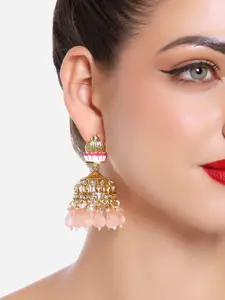 Zaveri Pearls Gold-Plated Kundan Studded Jhumkas