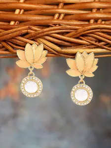 Zaveri Pearls Gold-Plated Contemporary Drop Earrings