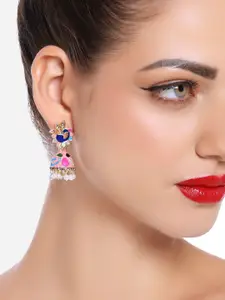 Zaveri Pearls Gold Plated Stone Studded Jhumkas