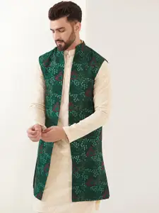 KASBAH CLOTHING NISHCHAIY SAJDEH Floral Embroidered Mandarin Collar Nehru Jacket