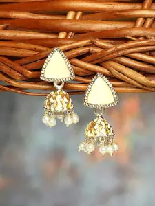 Zaveri Pearls Gold-Plated Studded Jhumkas