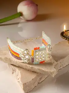 Zaveri Pearls Gold Plated Kundan Studded & Pearls Beaded Bracelet