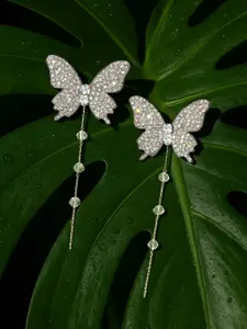 Rubans Voguish Silver-Plated Butterfly Drop Earrings