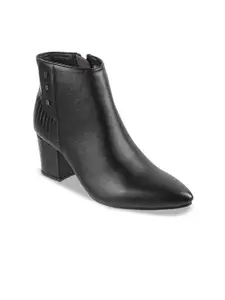 Mochi Women Textured Block Heeled Mid-Top Regular Boots