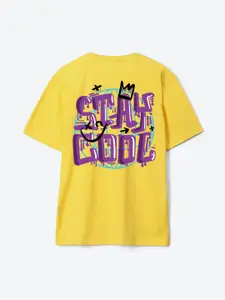 YK Boys Typography Printed Pure Cotton T-shirt