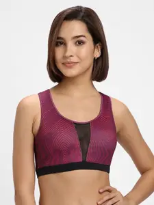 FOREVER 21 Abstract Printed Half Coverage Workout Sports Bra With All Day Comfort