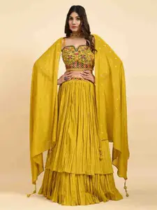 JUST FASHION Embroidered Sequinned Ready to Wear Lehenga & Blouse With Dupatta