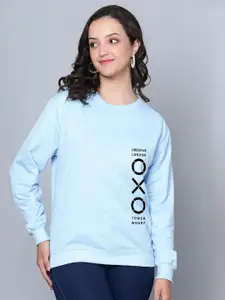 Fashion And Youth Typography Printed Round Neck Fleece Sweatshirt