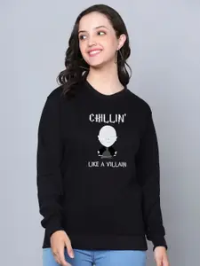 Fashion And Youth Graphic Printed Round Neck Fleece Sweatshirt