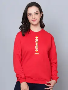 Fashion And Youth Typography Printed Fleece Pullover